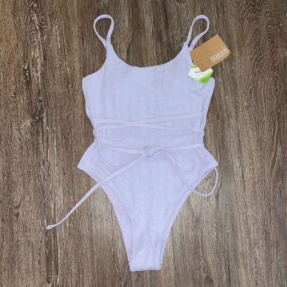 NWT Berlook Textured Tie One-Piece Swimsuit size XS - Picture 1 of 6